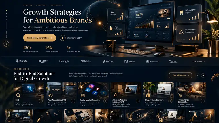 E-commerce storefront and performance dashboard