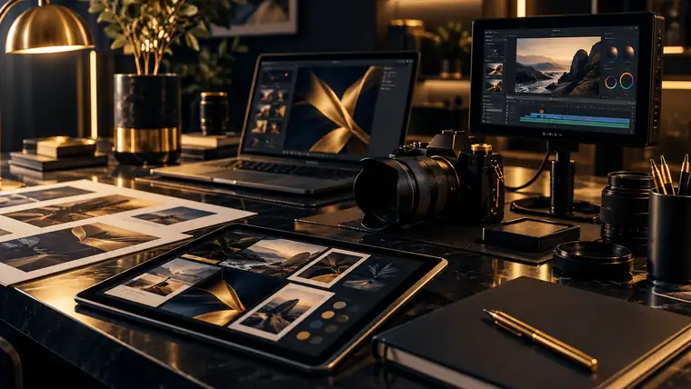 Web and design layouts on a creative workstation